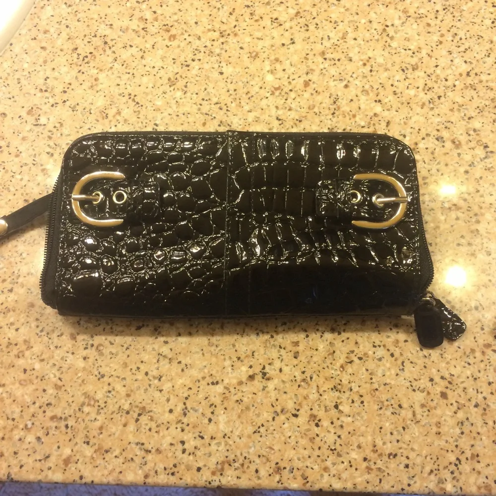 Zip around wallet, black croc, NWOT | offer in description